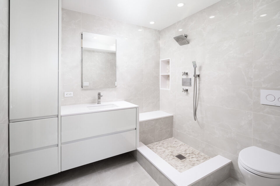 Upper West Side duplex apartment renovation showing luxury bedroom design and modern amenities