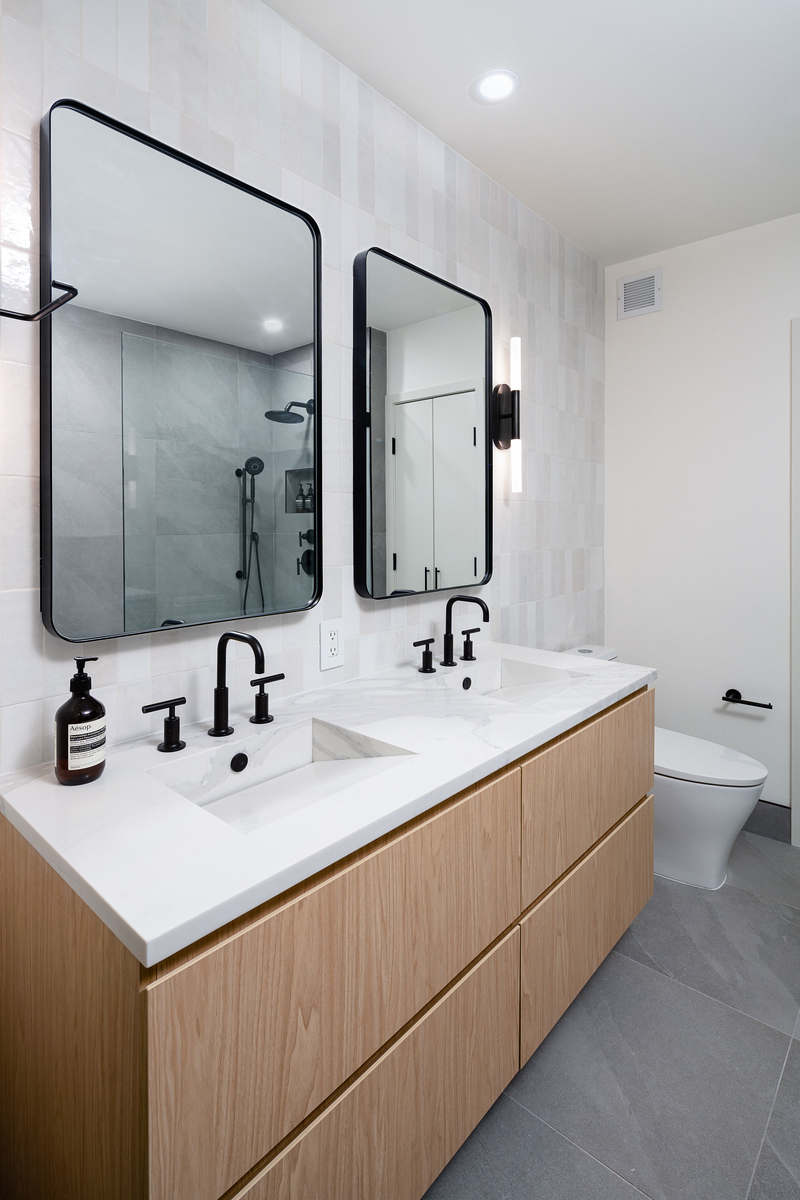 Brooklyn bathroom after renovation with modern minimalist design