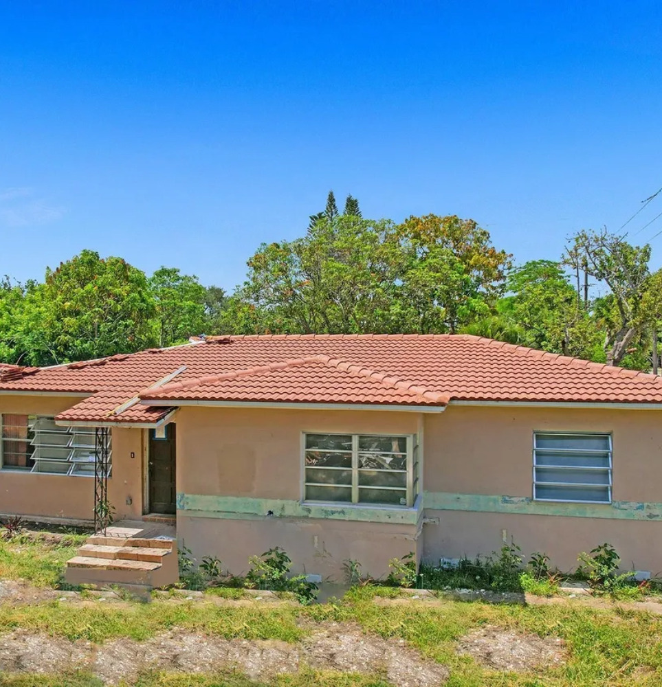 Miami Shores home renovation before exterior view showing original condition