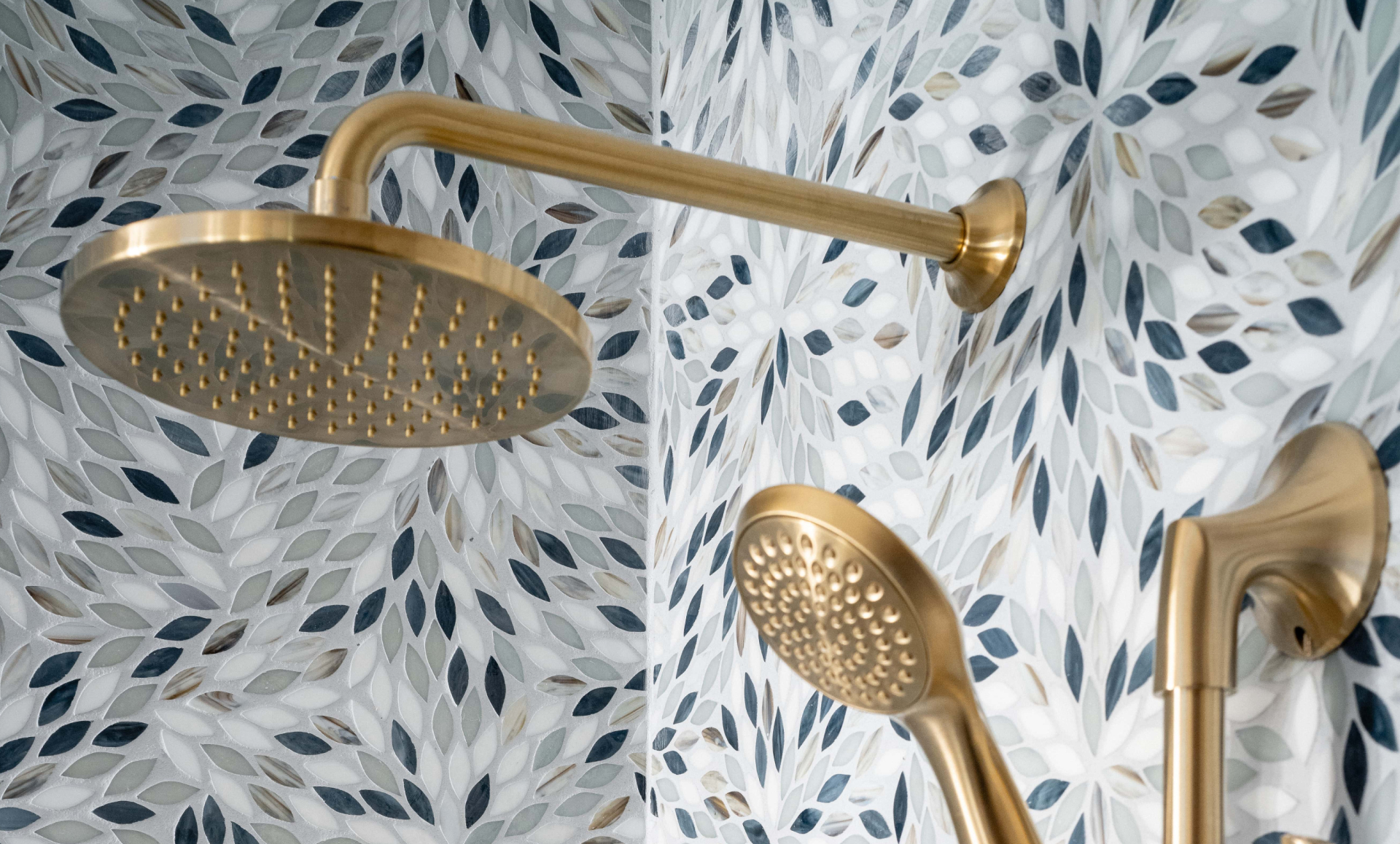 Midtown East apartment renovation guest bathroom with traditional floral motif