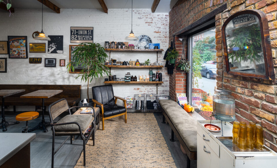 Brooklyn coffee shop interior with tavern-inspired design